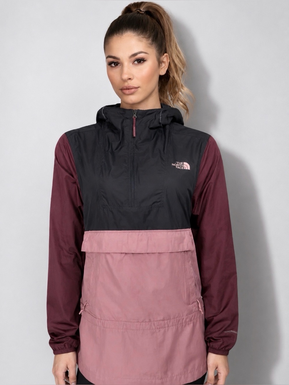 The North Face Fanorak Packable Anorak Jacket Black Pink Size M